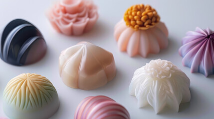 Wagashi Sweets in Elegant Shapes and Colors