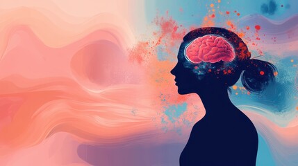Abstract representation of cognitive behavioral therapy with layered thought patterns, mental restructuring concept