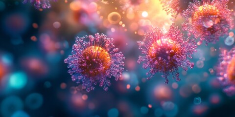Detailed Closeup of Virus Particle in Vivid Colors