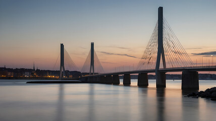 Obraz premium Sunrise Long Exposure of the Infinite Bridge over Aarhus Bay