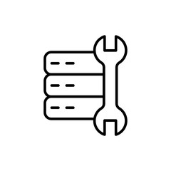 Database repair outline icons, minimalist vector illustration ,simple transparent graphic element .Isolated on white background