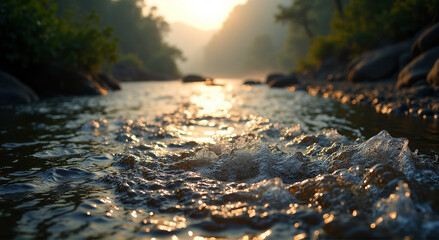 Obraz premium sunset on the river