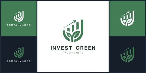 Vector of invest green logo design template, can be used in various media easily, editable