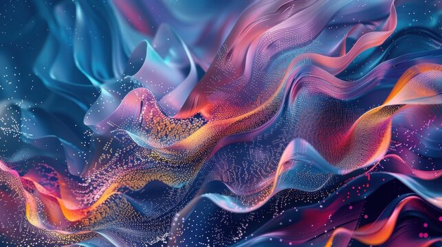Abstract wave patterns in vibrant colors create a dynamic and immersive visual experience, perfect for modern art and design projects.