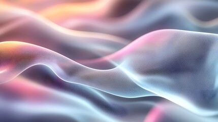 Obraz premium 34. Abstract waves of light and shadow with a holographic quality, displayed on a transparent background