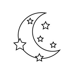 Moon icon vector. Celestial Moon illustration sign. Retro Moon symbol or logo.