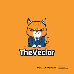Angry cat mascot, vector, logo, character, cartoon, illustration, eps10
