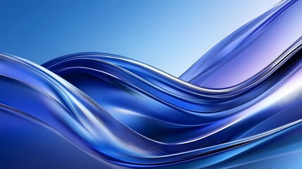 Blue Background 3D Glass Curves Gradient Minimalist Design Abstract Shapes Speed Technology High Details Quality