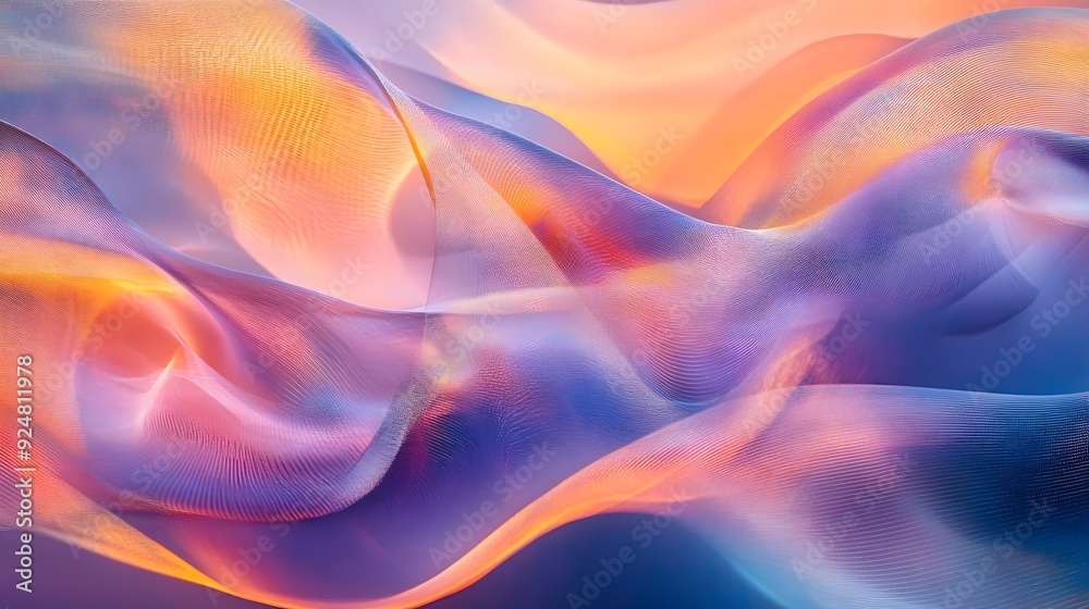 Wall mural 45. abstract waves and patterns of color and light with a transparent, ethereal quality