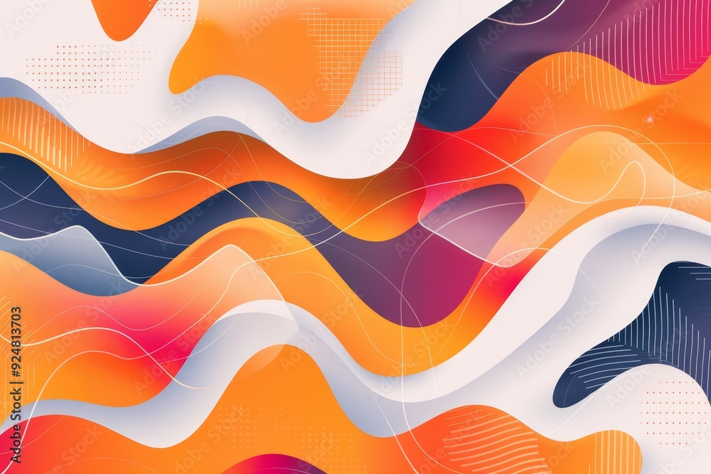 Poster painting with red, orange, and blue stripe, an abstract background with minimalist design and negati