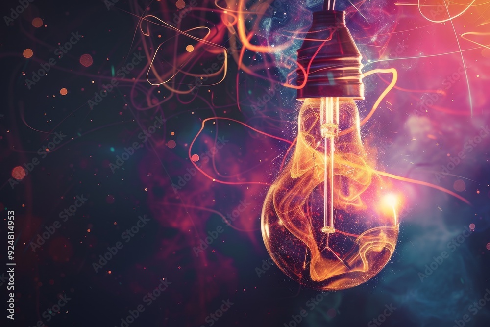Aufkleber light bulb with fire inside of it, an abstract visual illustrating the transformation of free energy