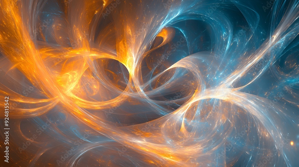 Wall mural 62. abstract, swirling patterns of light and color with a translucent effect, displayed on a transpa