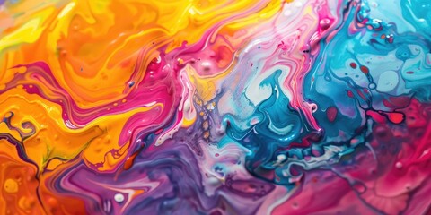 Different colored paints are poured together Generative AI