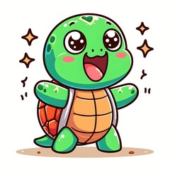 Fototapeta premium Cute Turtle Excited Cartoon Vector Icon Illustration