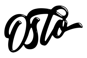 Oslo city name written in street art-style liquid brush script lettering