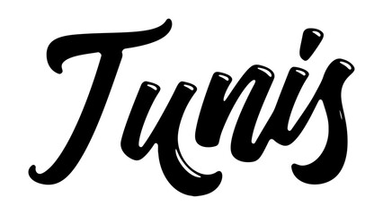 Fototapeta premium Tunis city name written in street art-style liquid brush script lettering