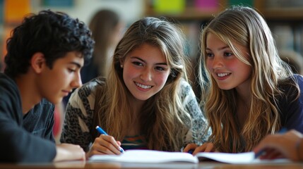 Students Studying Together in