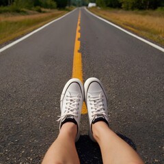 on the road, start, beginning, walking