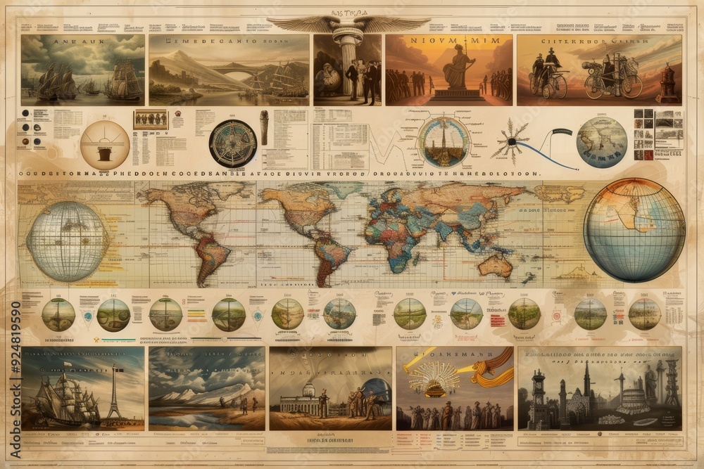 Poster large poster with bunch of different things on it, an infographic showcasing timelines and historica