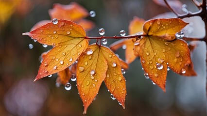 Obraz premium autumn leaves in the rain