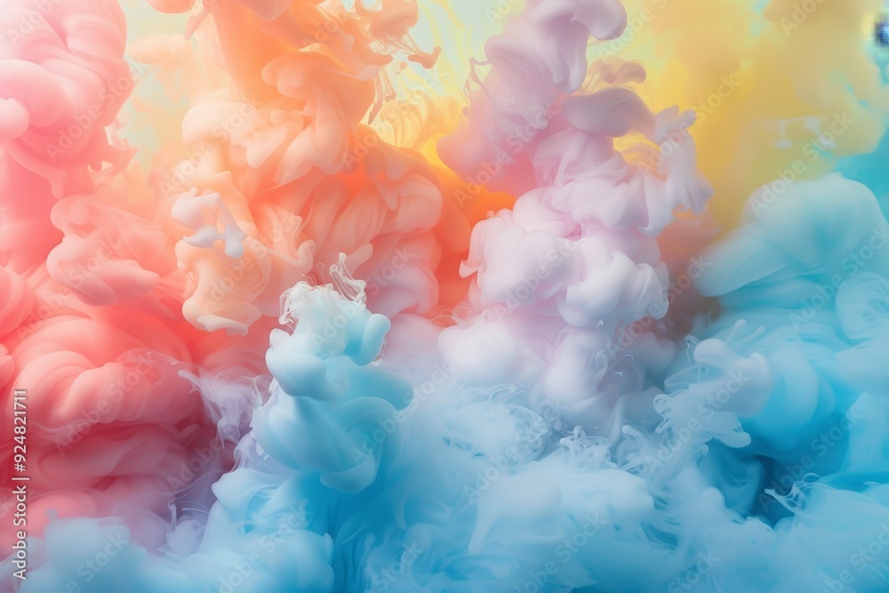 Poster close up of colorful fabric, an untouched spectrum of pastel colors blending seamlessly into each ot