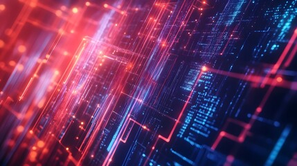 Obraz premium 97. A dynamic arrangement of glowing lines and translucent shapes creating a high-tech backdrop