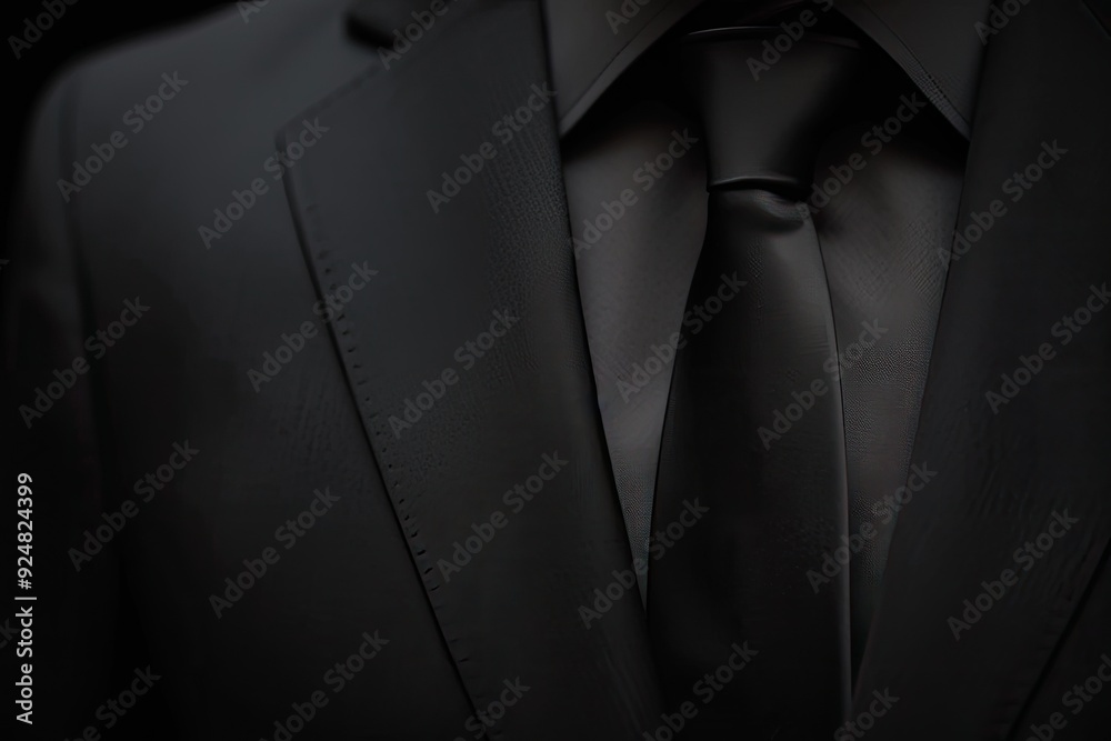 Poster man in suit and tie with black background, sleek black background, adding touch of sophistication