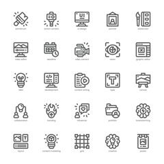 Creative Agency icon pack for your website, mobile, presentation, and logo design. Creative Agency icon outline design. Vector graphics illustration and editable stroke.