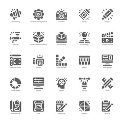 Creative Agency icon pack for your website, mobile, presentation, and logo design. Creative Agency icon glyph design. Vector graphics illustration and editable stroke.