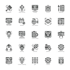 Creative Agency icon pack for your website, mobile, presentation, and logo design. Creative Agency icon glyph design. Vector graphics illustration and editable stroke.