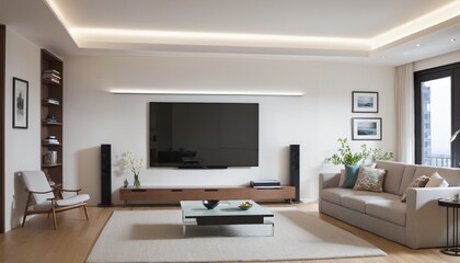 modern living room interior design with TV