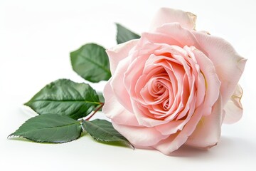 Fototapeta premium Light pink Rose isolated on white background