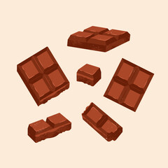 Chocolate bars collection. Retro textured illustration. Vector illustration