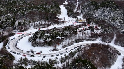 Martial Ski Station At Ushuaia In Tierra Del Fuego Argentina. Snowy Mountains. Glacier Landscape. Winter Sports. Martial Ski Station At Ushuaia In Tierra Del Fuego Argentina.