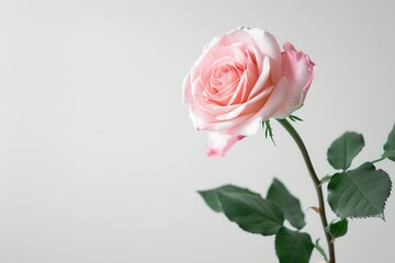 Pale pink rose on white