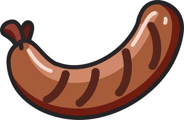 Fototapeta premium A cartoon illustration of a grilled sausage.