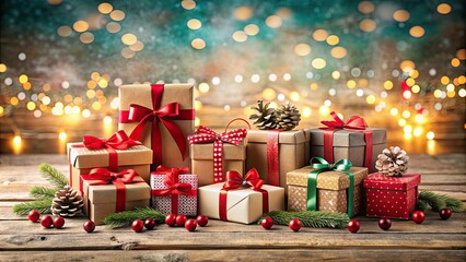 Festive Christmas gift boxes on a holiday background, Christmas, gift, box, seasonal, surprises, love, embrace, holidays