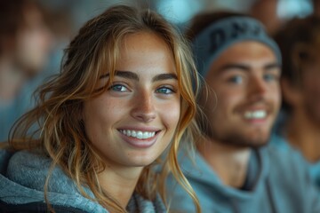 Fototapeta premium Effortless beauty and genuine happiness of individuals, focusing on their expressive faces and relaxed settings. The atmosphere is lighthearted and natural