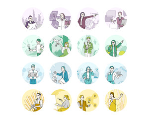 16タイプ性格診断のイラストセット　MBTI