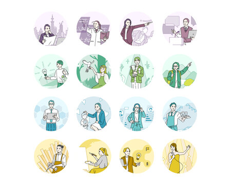 16タイプ性格診断のイラストセット　MBTI