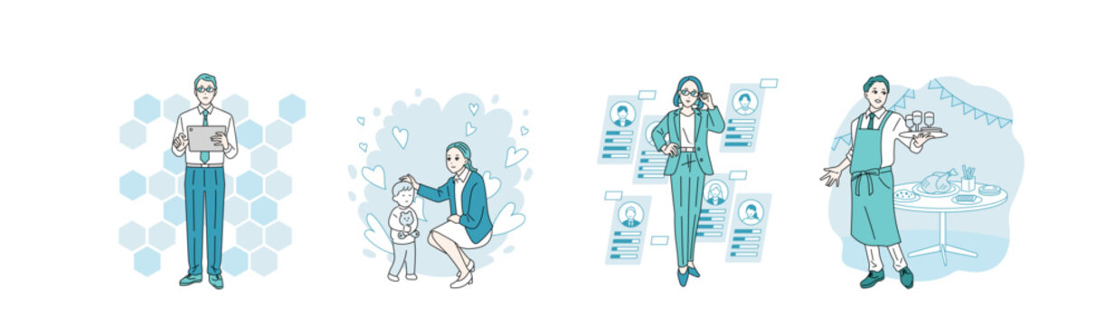 様々な職種の番人のイラスト　管理者　擁護者　幹部　領事