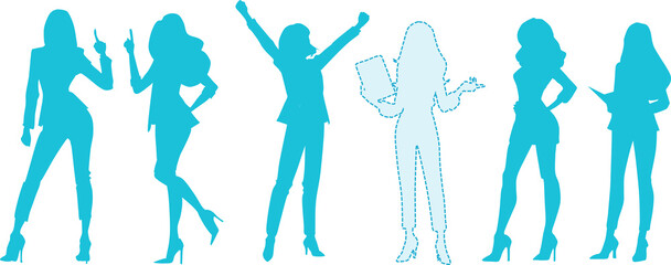 ビジネスウーマンのシルエットイラストセット