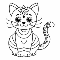 Cat mandalas Coloring page | Animals Mandala Coloring page for kids and Adults