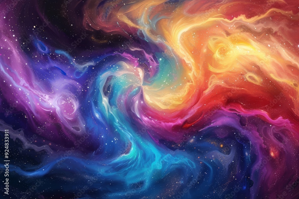 Aufkleber galaxy swirls colorful nebulae and stars forming abstract patterns