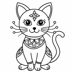 Obraz premium Cat mandalas Coloring page | Animals Mandala Coloring page for kids and Adults