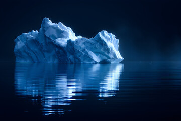 Fototapeta premium Iceberg in the Midnight Sea - A Nighttime Photography