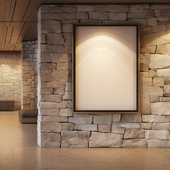 3d mockup of empty white frame in a room with modern interior