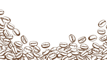 coffee background. Coffee beans in frames, border. Coffee beans background. Coffee Beans Illustration for packaging.