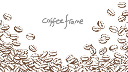 coffee background. Coffee beans in frames, border. Coffee beans background. Coffee Beans Illustration for packaging.