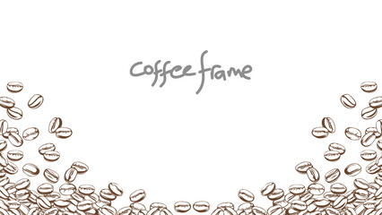 coffee background. Coffee beans in frames, border. Coffee beans background. Coffee Beans Illustration for packaging.